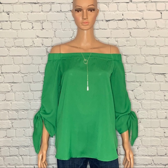 ee:some Tops - ee:some Off The Shoulder Blouse with Tie Sleeves